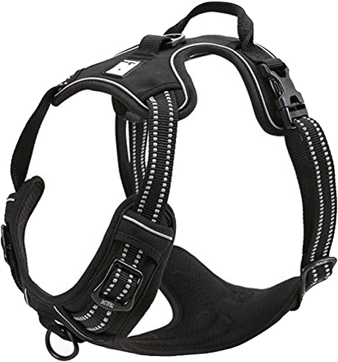 TRUE LOVE Truelove Adjustable No-Pull Dog Harness Reflective Pup Vest Harnesses Comfortable Control Brilliant Colors TLH5651(Black,M)-Mewly Pet