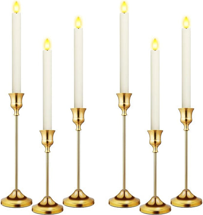 Candlestick Holders 6 PCS Metal Taper Candle Holders, KSWING Gold Candle Stick Holders Set, Perfect for Table Centerpiece Mantel Party Wedding Christmas Home Decor, Set of 6