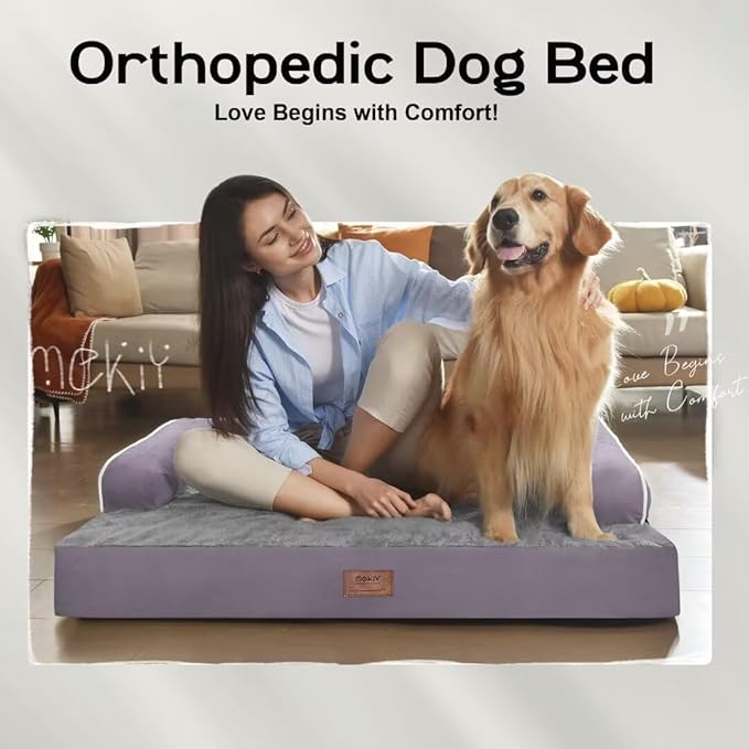 Small Dog Bed Waterproof Orthopedic Dog Beds for Medium Sized Dogs Comfy Pet Cat Bed with Sides, Washable Removable Cover-Mewly Pet