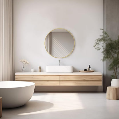 DUMOS Gold Circle Mirror for Wall 20.02 inch, Bathroom Round Mirror for Over Sink, Bathroom, Entryway, Bedroom, Vanity