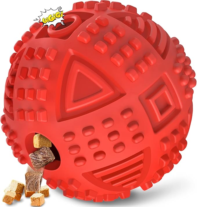 LEGEND SANDY Dog Balls Treat Dispensing, Dog Toys for Aggressive Chewers Large Breed, Nearly Indestructible Squeaky Dog Chew Toys for Large Pet, Natural Rubber Doggie Puzzle Toys, ToughTreat Ball-Mewly Pet