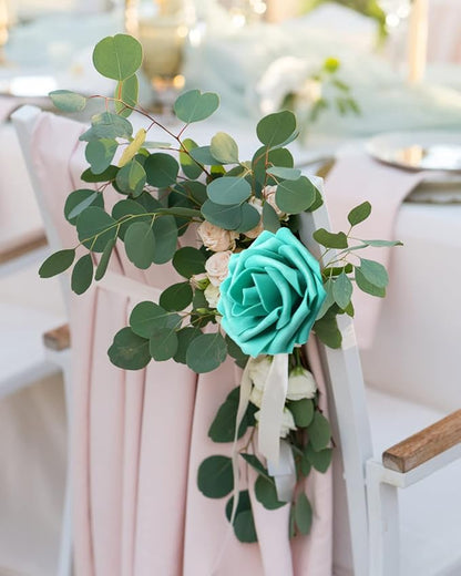 JOYLEX Artificial Flowers Realistic Roses, 50pcs Real Looking Fake Roses with Stem for DIY Wedding Bouquets Centerpieces Bridal Shower Party Home Romantic Decorations (50pcs, Dark Turquoise)