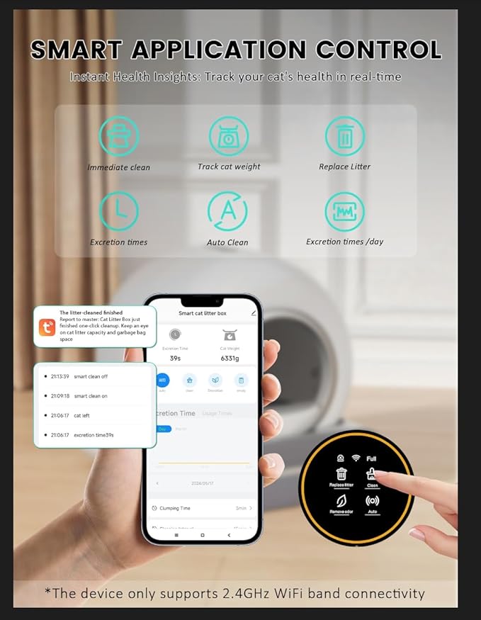 Automatic Litter Box, Upgraded Robot Self Cleaning Litter Box for Multiple Cats, 65L+9L Extra Large, Features Negative ion Sterilization and Deodorization, APP Control, 3 Rolls Litter Bag Liners-Mewly Pet