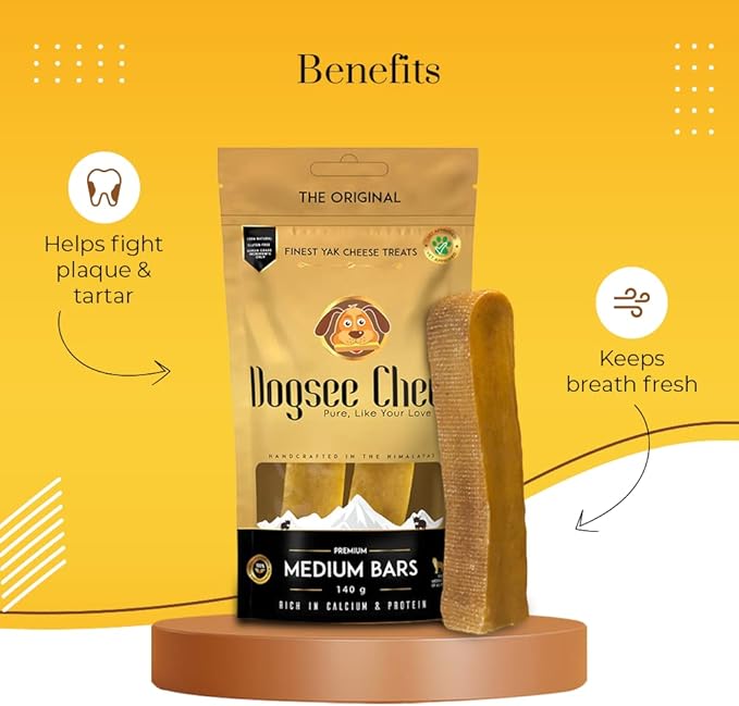 Dogsee Original Himalayan Yak Chews for Dogs (Medium - 2 Bars) | 100% Natural | Dog Treats Healthy | No Grain, No Gluten | for Teeth Cleaning-Mewly Pet