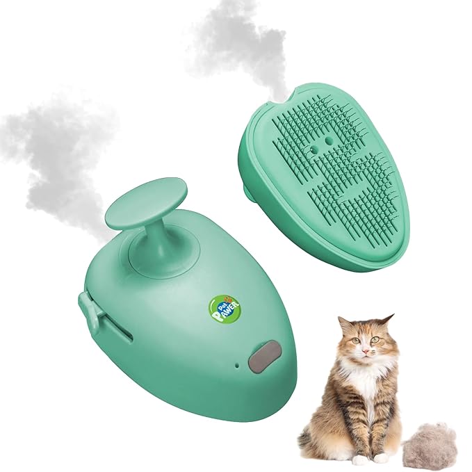 Cat Steam Brush for Shedding, 4 in 1 Rechargeable Steam Brush for Cats and Dogs, Anti-Static, Massage, Cleaning, Shedding & Combing All In One!-Mewly Pet