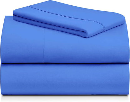 LuxClub 3 PC Sheet Set Bed Sheets Deep Pockets 16" Eco Friendly Wrinkle Free Cooling Machine Washable Hotel Bedding Silky Soft - Marine Blue Twin