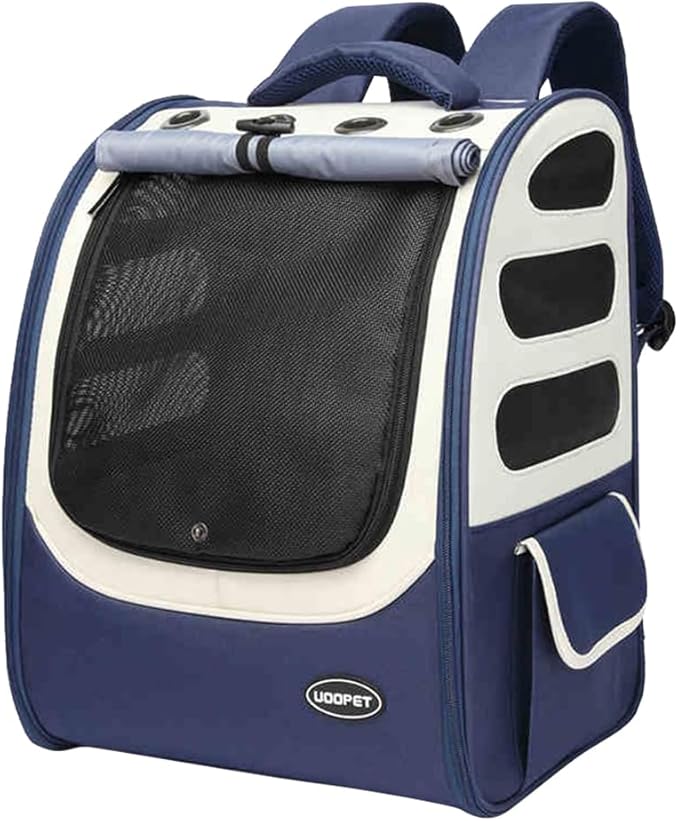 Dog Backpack, Ventilated Pet Hiking Backpack Travel Bag, Airline Approved Cat Backpack for Travel, Hiking, Outdoor Use(Blue)-Mewly Pet