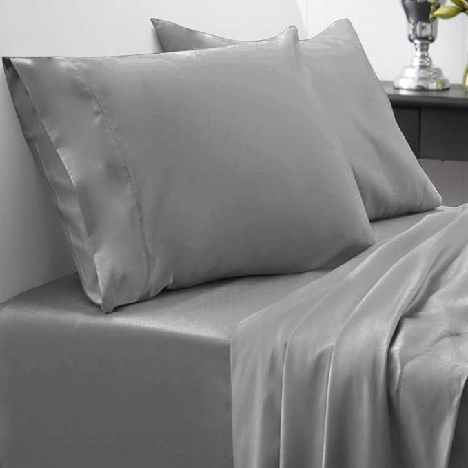 Full Size Comforter Set with Sheets - 7-Piece Bedding Collection - 1 Comforter, 1 Fitted Sheet, 1 Flat, 4 Pillowcases - Deep Pocket - Soft & Breathable Premium Quality - Ideal for All Seasons, Gray