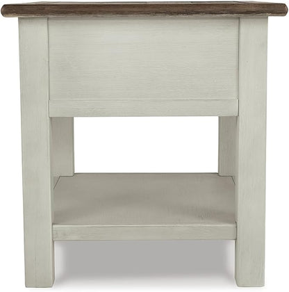 Signature Design by Ashley Bolanburg Farmhouse Square Two Tone End Table, Antique Cream