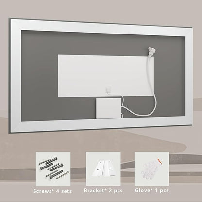 60x30 Lighted Bathroom Mirror for Wall, LED Illuminated Vanity Mirror with Lights, Dimmable, Anti-Fog, ETL Listed (Backlit and Front Lighted)