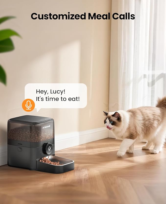 oneisall Cordless WiFi Automatic Cat Feeder, Tasty S2 Pro Rechargeable 100-Day Battery Operated Pet Feeder, 12 Cups/3L Timed Cat Food Dispenser for Large Kibble, Smart App Control (Black)-Mewly Pet