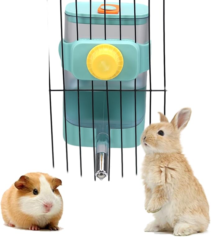 PODOO 24oz No Drip Bunny Water Feeder, Rabbit Water Dispenser, Hanging Automatic Pet Water Dispenser, Hanging Outside or Inside The Cage for Ferret Guinea Pig Rat Cat Puppy (Water)-Mewly Pet