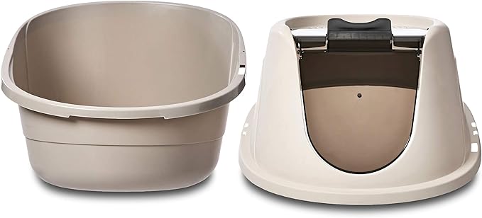 Amazon Basics No-Mess Hooded Cat Litter Box, Standard, Multicolor, 21 in x 16 in x 15 in-Mewly Pet