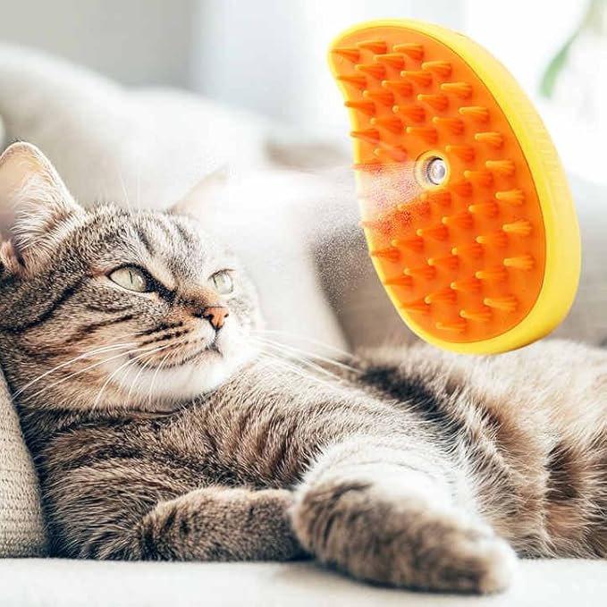3-in-1 Rechargeable Pet Hair Brush: Massager, Steamy Comb & Self-Cleaning Mist Spray for Cats & Dogs-Mewly Pet