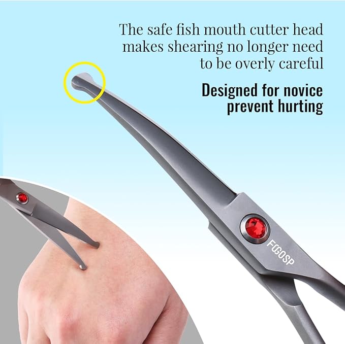 4.5" Dog Grooming Scissors - 2pcs Curved Scissors & Thinning Shears for Small Dog, Cat Face & Paws - Japan 440C (2Kit)-Mewly Pet