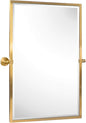 TEHOME Brushed Gold Metal Framed Pivot Rectangle Bathroom Mirror Tilting Beveled Vanity Mirrors for Wall, Overall 27.9 x 36 inches (Mirrror 24 x 36 inches)