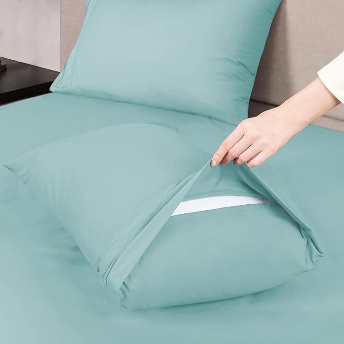 Mejoroom King Size Sheet Set - Soft Microfiber Bed Sheets,Deep Pocket Fitted Sheet, Soft, Breathable, Wrinkle & Fade Resistant - 4 Piece (King, Grayish Green)