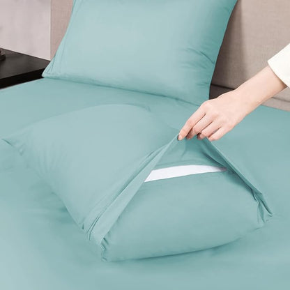 Mejoroom King Size Sheet Set - Soft Microfiber Bed Sheets,Deep Pocket Fitted Sheet, Soft, Breathable, Wrinkle & Fade Resistant - 4 Piece (King, Grayish Green)