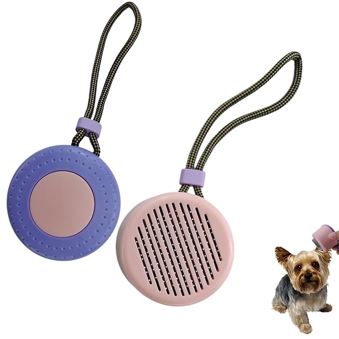 Self Cleaning Retractable Slicker Brush for Puppy and Cats, Grooming Tool with Hanging Rope, Fit for Yorkies, Pomeranians, Maltese, Shih Tzus, Toy Poodles and Maltipoos-Mewly Pet