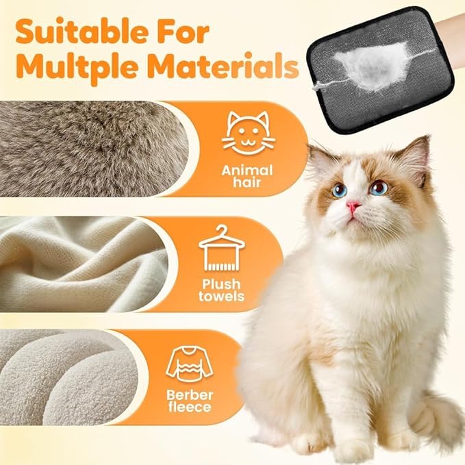 2 Upgraded Thickened Electrostatic Pet Hair Removal Gloves Brush,2025 New Reusable Cat Dog Hair Remover Grooming Gloves,Double Sided Washable Static Animal Fur Removal Tool for Couch,Carpet, Clothes-Mewly Pet