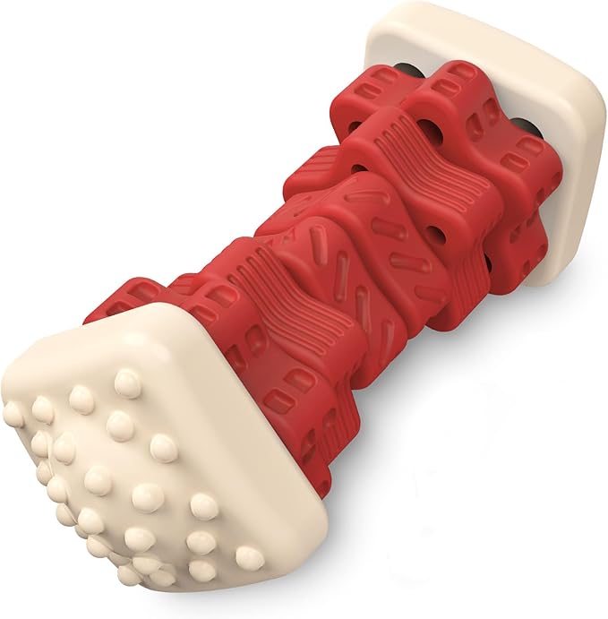 PcEoTllar Dog Toys for Aggressive Chewers, Indestructible Dog Chew Toys, Safe Rubber, for Large Medium Small Dogs - Red -M-Mewly Pet