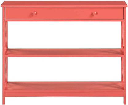 Convenience Concepts Oxford 1 Drawer Console Table with Shelves, Coral