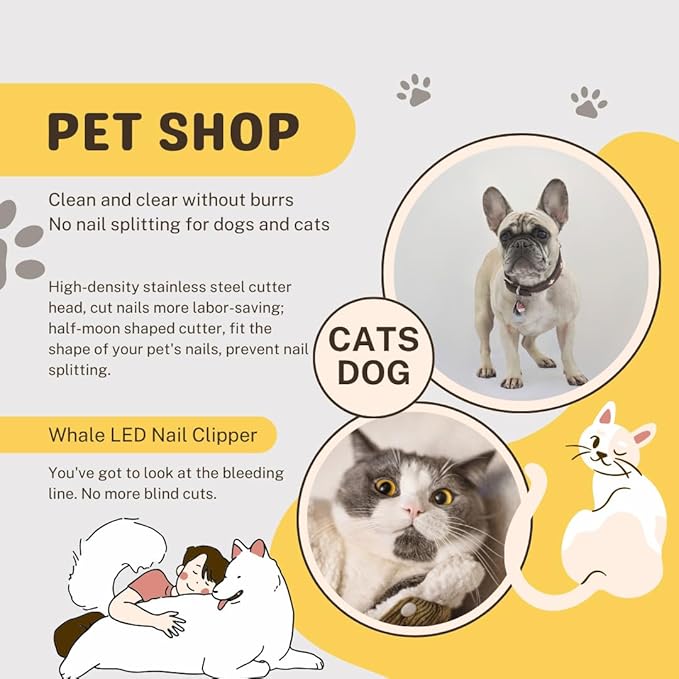 Cat Nail Clippers, Whale Shape Precision Trimming Tool, Ergonomic Non-Slip Handle, Safety Guard, Compact & Easy to Clean (Coffee)-Mewly Pet