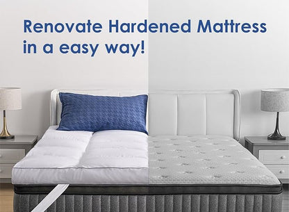 Marine Moon Mattress Topper Full Cooling Plush Pillow Top Mattress Pad Feather Bed Topper, Extra Thick Hotel Quality Down Alternative Pillow Topper Full for Back Pain, Soft Bed Toppers
