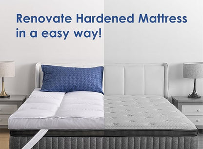 Marine Moon Twin XL Mattress Topper, Cooling Plush Bed Topper Soft Thick Pillow Top Mattress Toppers, 3 Inch Feather Down Alternative Pad Cover for College Dorm, Back Pain Relief, XL Twin 39" x 80"