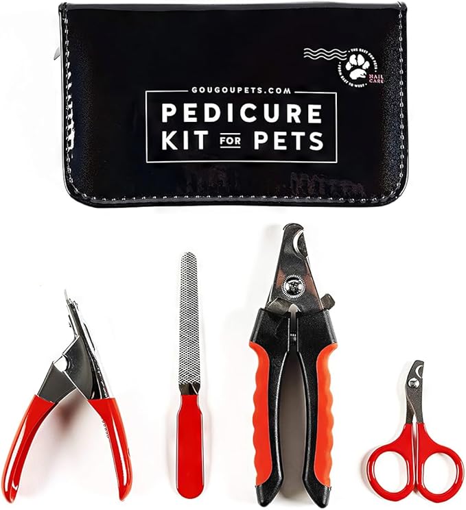 Pet Care Pedicure Kit for Dogs, Cats, Birds and Reptiles - Nail Clippers, File and Scissors Style Clippers Plus Case (3 Nail Clippers Plus Nail File)-Mewly Pet