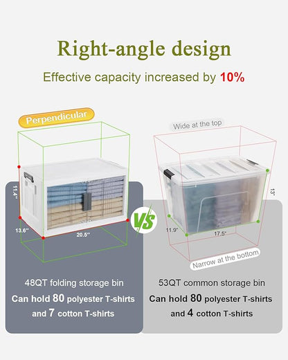OlarHike 144QT Lockable Storage Bins with Lids - Folding Storage box with Doors and Wheels, Collapsible Plastic Bins for Closets, Stackable Organizer and Containers, Christmas Gifts, 3 Pack Cubes