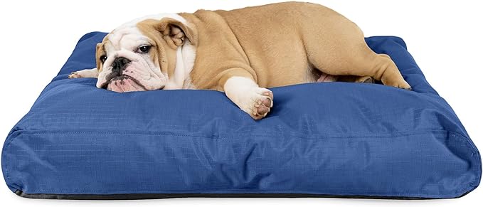 K9 Ballistics Tough Rectangle Pillow Medium Dog Bed - Removable Cover, Washable, Durable & Water Resistant Dog Bed Made for Medium Dogs 33"x27" Blue Quartz-Mewly Pet