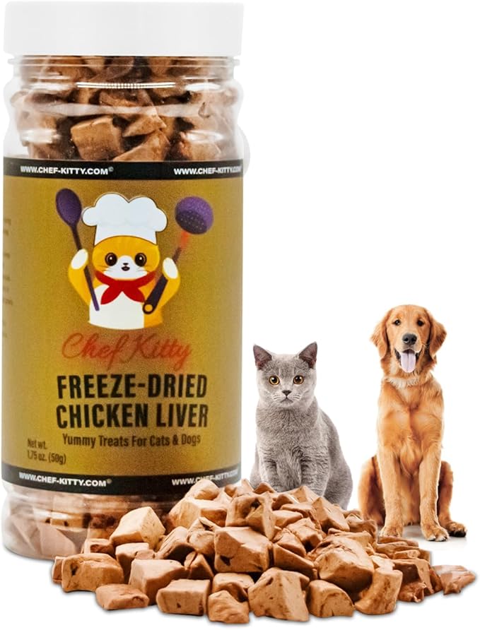 Freeze-Dried Chicken Liver Treats for Cats & Dogs – 100% Human Grade, Single Ingredient, High-Protein, Healthy Snack – No Additives or Preservatives – 1.7oz - Inspected & Tested in USA-Mewly Pet