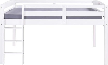 Camaflexi Tribeca Solid Wood Low Loft Bed Frame / 14 Wood Slats and 2 Center Supports / No Box Spring Necessary / Easy Assembly / Full - White, T1303F