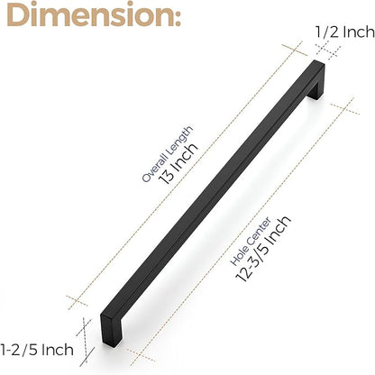 Ravinte 10 Pack 12-3/5 Inch Kitchen Square Cabinet Handles Matte Black Pulls Black Drawer Pulls Kitchen Cabinet Hardware Handles