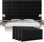 Vänt Upholstered Wall Panels - Queen/Full Size Wall Mounted Headboards - Vintage Leather Jet Black - Set of 4 Panels (Each Individual Panel 30"x11.5")