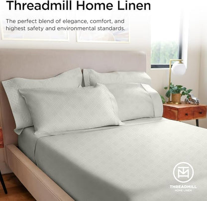 Celine King Size Sheets for King Mattress | 800 Thread Count Jacquard Light Grey | Better Than Egyptian Cotton | 4 Pc Bed Sheets | Damask Sheets Fits 16'' Deep Pocket | 100% Cotton