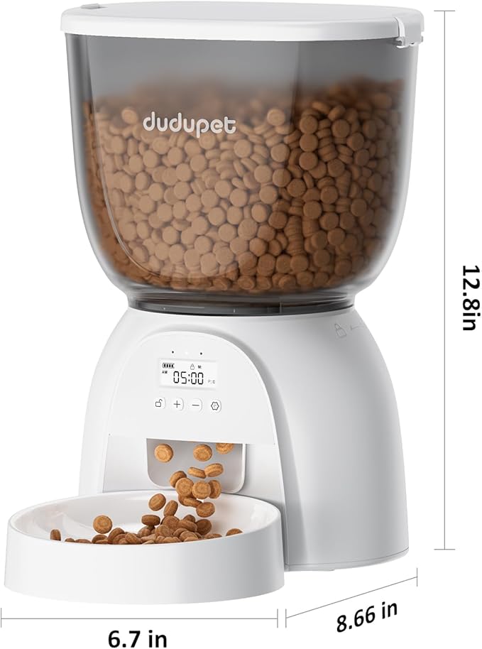 5L/21 Cup Automatic Cat Feeder, Timed Cat Dry Food Dispenser, Automatic Pet Feeders Dual Power Supply, 6 Meal Programmable 1-20 Portion Cats Feeder, Auto Dog Feeders,Pet Food Dispenser for Cats, Puppy-Mewly Pet