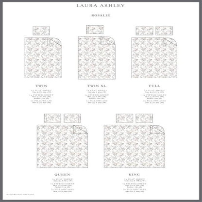 Laura Ashley - Flannel Sheets King Size, Anti-Pilling & Wrinkle Resistant Cotton, Touchably Soft for All-Season Comfort - Bed Sheets with Matching Pillowcases & Fitted Sheet (Rosalie Grey)