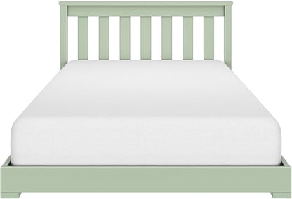 Max & Lily Classic Twin Floor Bed, 79.75 Inches, Solid Wood Low Bed Frame for Kids, Modern Floor Bed for Bedroom, Sage Green