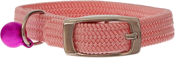 Kool Kat Elastic Cat Safety Collar with Bell, Pink, 8"-Mewly Pet