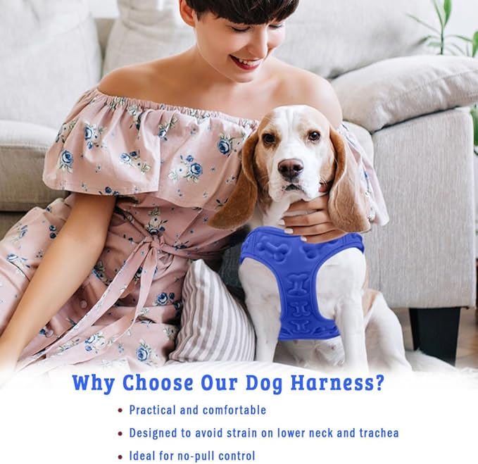 Comfort Fit Dog Harness No Pull with Adjustable Buckles Soft Padded Reflective Choke Step-in Pet Vest with Easy Control Handle for Small Medium Large Dogs & Puppies for Walking Running Training-Mewly Pet