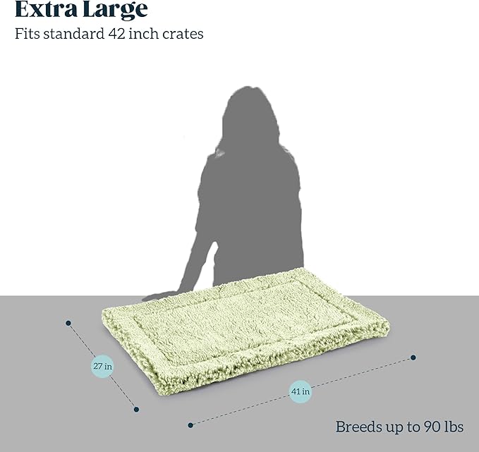 Stoutwool Indestructible Dog Bed - Fluffy Chew Proof Dog Crate Pad - Tough Kennel Pad for Aggressive Chewers - Washable, Ideal for Large Breeds & Fits 42-Inch Crate - 41"x27", Gleam-Mewly Pet