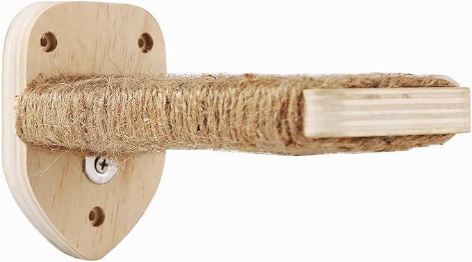 3 Pcs Cat Wall Steps, Cat Shelves and Perches for Wall, Wall-Mounted Cat Climbing Shelf with Hemp Rope Covered, Cat Wall Furniture Steps Set with Scratching Pads for Cats Playing and Climbing (Wood)-Mewly Pet