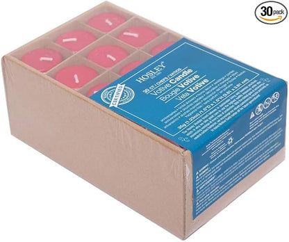 Hosley Set of 30 Unscented Pressed Red Votive Candles – Bulk Pack, Clean-Burning, Long-Lasting 10-12 Hour Burn Time – Ideal for Weddings, Home Décor, Spa, and Events