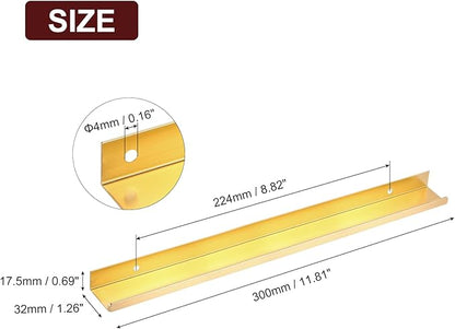 uxcell Cabinet Finger Edge Pull, 3pcs 300mm / 11.81" Aluminum Alloy Back Mount Hidden Cabinet Pulls Concealed Handle for Home Kitchen Drawer Cabinet, Gold