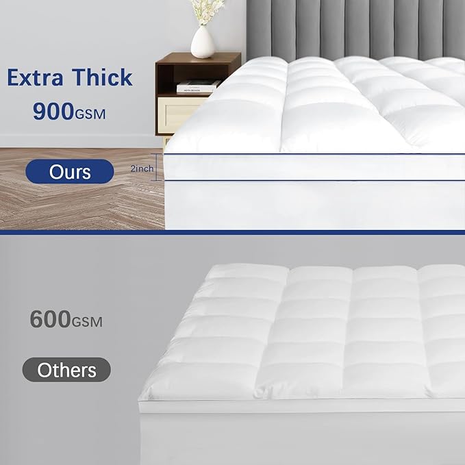 CYMULA Super Queen Mattress Topper Waterproof, Cooling Pillow Top Mattress Topper, Extra Thick Mattress Pad Cover with 8-21 Inch Pockets, Plush Down Alternative Fill Mattress Protector