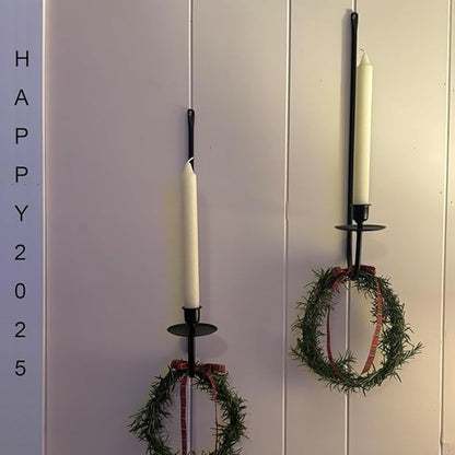 Wall Candle Holder Set of 2, Modern Candle Sconces Wall Mount Metal Holders Hanging Candle Pillar Holder for Living Room, Wedding, Farmhouse, Fireplace, Matte Black