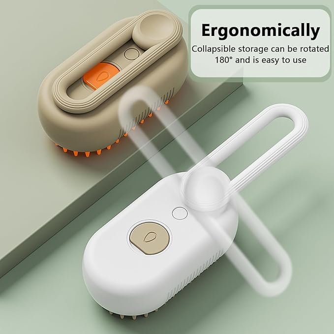 3 in 1 Cat Steam Brush, Pet Steam Cats Brushes Rechargeable Anti-Static Grooming Brushe, Vibration Massage Cleaning Shedding & Combing Multifunctional Hair Removal Comb for Cats Dog (White)-Mewly Pet