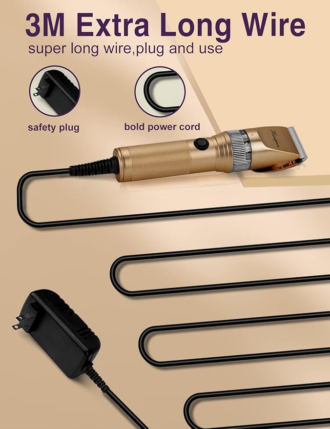 Dog Grooming Clippers, Professional Dog Clipper for Thick Coat 12V Plug-in Pet Trimmer High Power Pet Clippers Low Noise with Guard Combs Brush for Dogs Cats and Other Animal-Mewly Pet